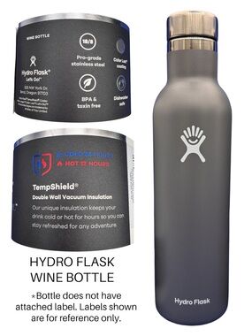 Hydro Flask 25 oz TempShield Insulated Wine Bottle Screw Cap Leak - Gray NWOT